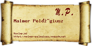Malmer Pelágiusz névjegykártya